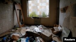 An interior view shows part of a five-story apartment building in Moscow that is slated for demolition.