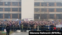 Protest privrednika ispred zgrade Vlade Federacije BiH u Sarajevu, 22. januar 2025. 