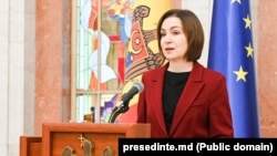 Președinta Republicii Moldova, Maia Sandu, la conferința de presă privind subiecte din domeniul justiției, Chișinău, 30 decembrie 2025.
