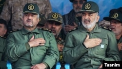 New commander of Revolutionary Guards, Hossein Sallami (right) and the former chief, Mohammad Ali Aziz Jafari, undated. 