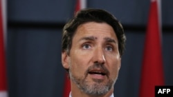 Canadian Prime Minister Justin Trudeau speaks at a news conference January 8, 2020 in Ottawa, Canada. 