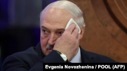 Аляксандар Лукашэнка на форуме "Сусьветны атамны тыдзень" у Маскве 25 верасьня 2025 году. Архіўнае фота 