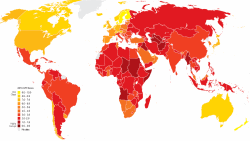 Мапа індэксу ўспрыманьня карупцыі ў 2010 годзе