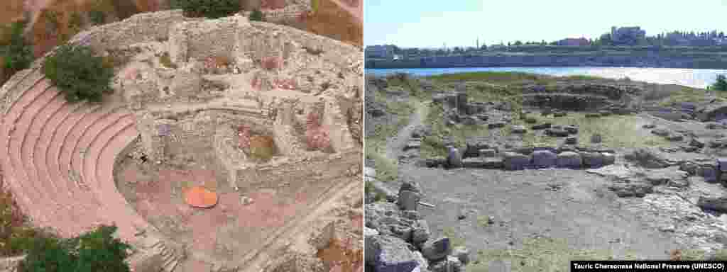 The ancient city of Tauric Chersonese was founded by Dorian Greeks in the fifth century BC on the Crimean Peninsula, today part of Ukraine. The city was a hub of exchange between the Greek, Roman, and Byzantine empires and populations north of the Black Sea.