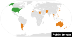 Карта мира с обозначением государств, имеющих статус "Основной союзник США вне НАТО"