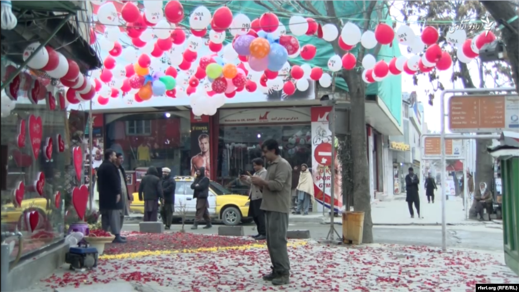 A flower shop in Kabul ready to welcome customers on Valentine&rsquo;s Day.