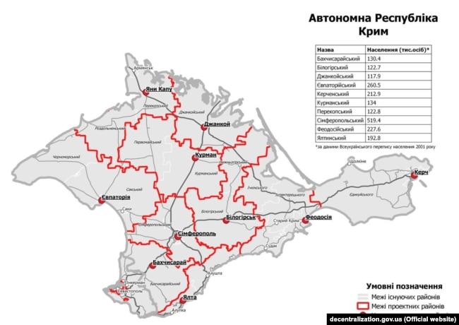 Карта новых районов АР Крым