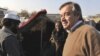 UN High Commissioner for Refugees Antonio Guterres (right) inspects a camp for displaced Afghans in Kabul last November.
