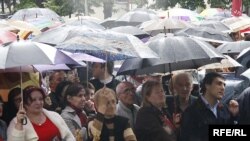 Opposition supporters in Tbilisi in May