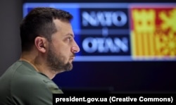 Președintele Ucrainei, Volodimir Zelenski, se adresează prin legătură video summitului NATO de la Madrid/Spania - Kiev, 29 iunie 2022