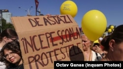 Protest organizat de sindicatele din Educație și de studenți față de măsurile adoptate de guvern. 8 septembrie 2025.