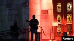 The site of an explosion at a restaurant in Moscow