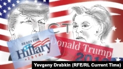 Hillary Clinton and Donald Trump, illustration