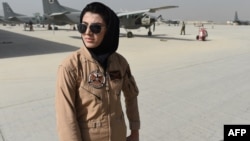 Afghan Air Force Captain Niloofar Rahmani before she sought asylum in the United States.