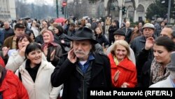 Rade Šerbedžija među demonstrantima u Sarajevu