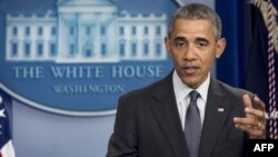 ԱՄՆ - Նախագահ Բարաք Օբաման Սպիտակ տանը ճեպազրույցի ժամանակ, արխիվ