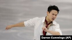 Denis Ten of Kazakhstan competes in the men's free skate figure skating final at the Iceberg Skating Palace during the 2014 Winter Olympics in Sochi, Russia.