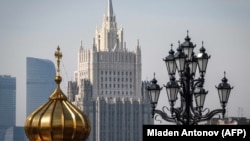 RUSSIA -- A view of the Russian Foreign Ministry building in Moscow, April 6, 2018