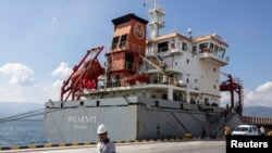 Polarnet բեռնատար նավը եգիպտացորենը հասցրել է Քոջայելիի մարզի նավահանգիստ, Դերինչե, 8 օգոստոսի, 2022թ.