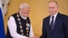 Kryeministri i Indisë, Narendra Modi, dhe presidenti rus, Vladimir Putin. 9 korrik 2024. 