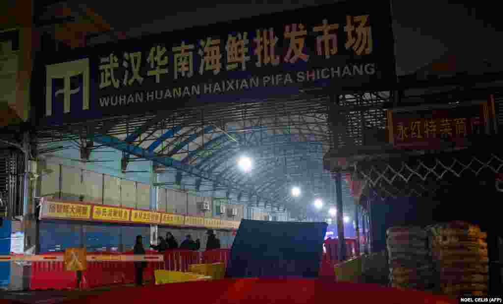 The same entrance to the market on January 11 before the entrance sign was covered. &nbsp; The massive &quot;wet market&quot; in China&#39;s Hubei Province was shut down soon after it was discovered most of the first victims of the disease now known as COVID-19 either worked at or had visited the market.