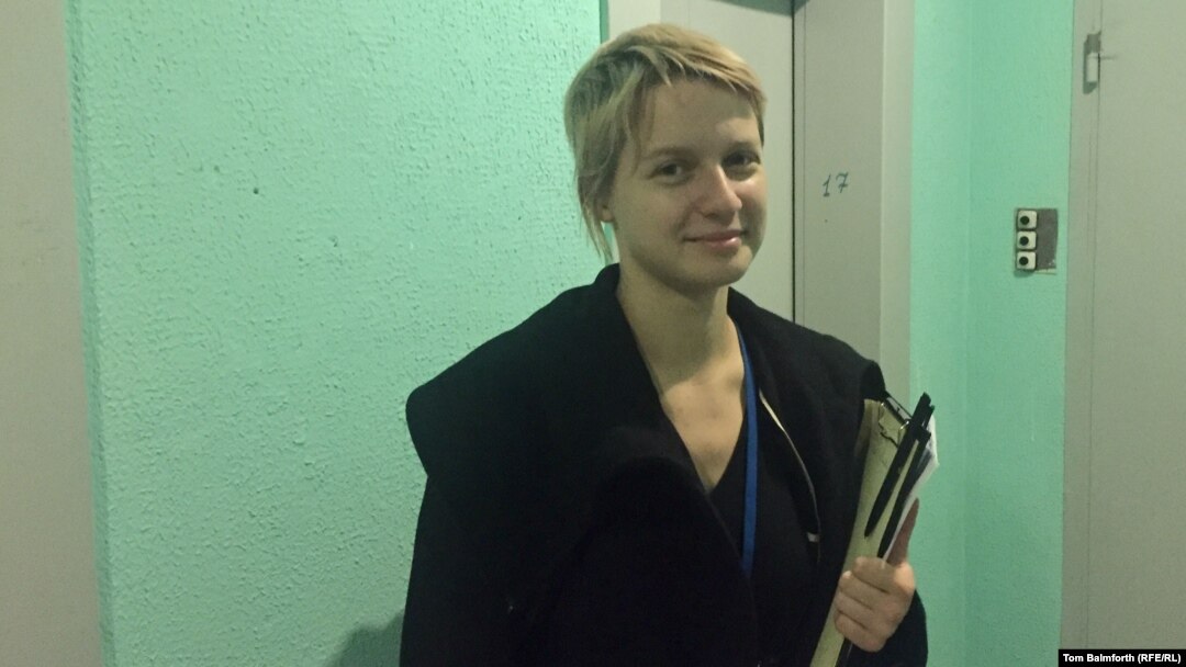 University student Aleksandra Rastorguyeva on the campaign trail in Moscow's municipal elections