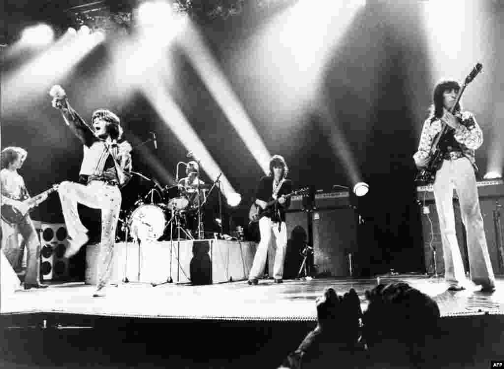 The Rolling Stones -- named after a 1948 song by Muddy Waters, the father of modern Chicago blues -- perform at Wembley stadium in London in 1973.