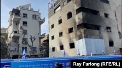 A ruined apartment block in Tel Aviv, Israel, following a ballistic missile strike earlier in the week.