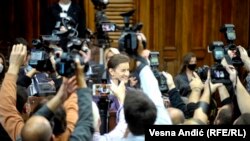 Mandatarka za sastav nove Vlade Srbije Ana Brnabić pre iznošenja ekspozea u Skupštini Srbije, Beograd, 28. oktobar