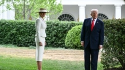 دونالد و ملانیا ترامپ در مراسم استقبال از پادشاه بریتانیا