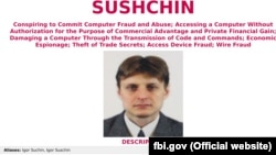 Igor Sushchin, seen here in an FBI wanted poster, was believed to still be in Moscow, though his whereabouts were not immediately clear.