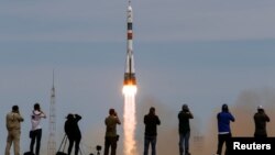 Байқоңырдан ұшқан "Союз" зымыран тасығышы. 2017 жылдың сәуірі. (Көрнекі сурет)