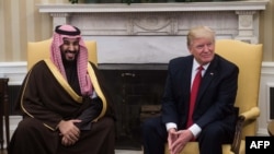 АҚШ президенті Дональд Трамп пен Сауд Арабиясының тақ мұрагері Мохаммед бин Салман. Вашингтон, 14 наурыз 2017 жыл