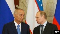 Президент Узбекистана Ислам Каримов (слева) и президент России Владимир Путин, Москва, 26 апреля 2016 года.