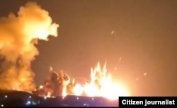 A screen grab of footage that seems to show explosions in Isfahan on March 31.
