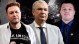 Украінскі палітоляг Яўген Магда, кіраўнік Народнага антыкрызіснага ўпраўленьня Павал Латушка, прадстаўнік BelPol Уладзімер Жыгар. Дроны ў Менску. Ілюстрацыйнае фота. 