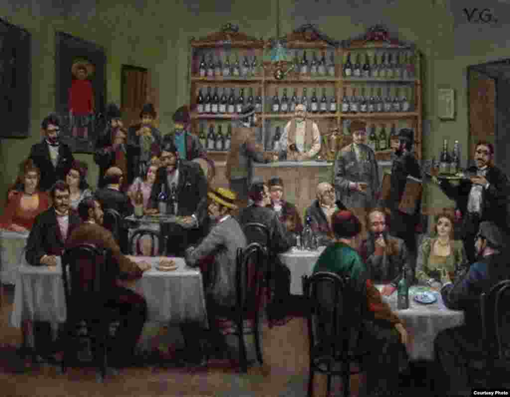  &bdquo;Taverna Tiflissky&rdquo;, tablou al pictorului georgian Giovanni Vephvadze. 