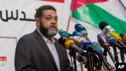 کپشن: اسامه حمدان می‌گوید که مذاکرات آتش‌بس با اسرائیل بدون پیشرفت باقی‌مانده است.