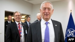 U.S. Secretary for Defense Jim Mattis arrives prior to a meeting of NATO defense ministers in Brussels on June 29.