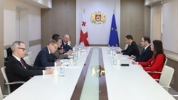 Глава администрации правительства Грузии Леван Жоржолиани встретился с делегацией министерств иностранных дел стран «Веймарского треугольника». 16 апреля, 2026 г.