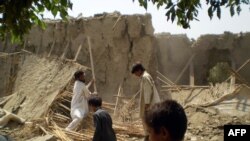 Pakistani buildings destroyed in drone attack targeting militant Baitullah Mehsud in Dera Ismail Khan in 2009.