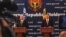 Nikolay Guerguiev, șeful misiunii FMI și premierul Vlad Filat la conferința de presă de la Chișinău