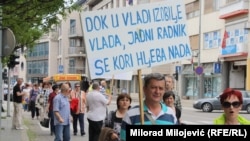 "Kriza je svima preko glave", kaže Slaven Kovačević (Fotografija sa jednog od protesta radnika u Banjaluci)