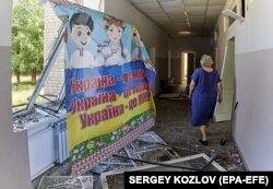 Пошкоджена школа для дітей із вадами зору після російського ракетного удару по Харкову, 7 липня 2022 року