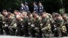 Armenia - New graduates of a military academy in Yerevan take an oath of allegiance in the presence of President Serzh Sarkisian, 26Jul2014.