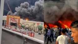 После атаки дронов в Москве загорелся рынок «Садовод»