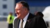 U.S. Secretary of State Mike Pompeo arrives at the airport in Prague on August 11. 