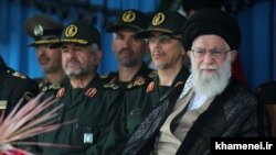 Iran's Supreme Leader Ali Khamenei attending the graduation ceremony of army cadets at the Imam Khomeini Naval Academy in Nowshahr on September 9, 2018.