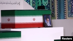 The remains of Iran's late Supreme Leader Ayatollah Ali Khamenei and some of his relatives lie in state at Tehran's Grand Mosalla on July 3. 
