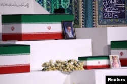 The remains of Iran's late Supreme Leader Ayatollah Ali Khamenei and some of his relatives lie in state at Tehran's Grand Mosalla on June 3.